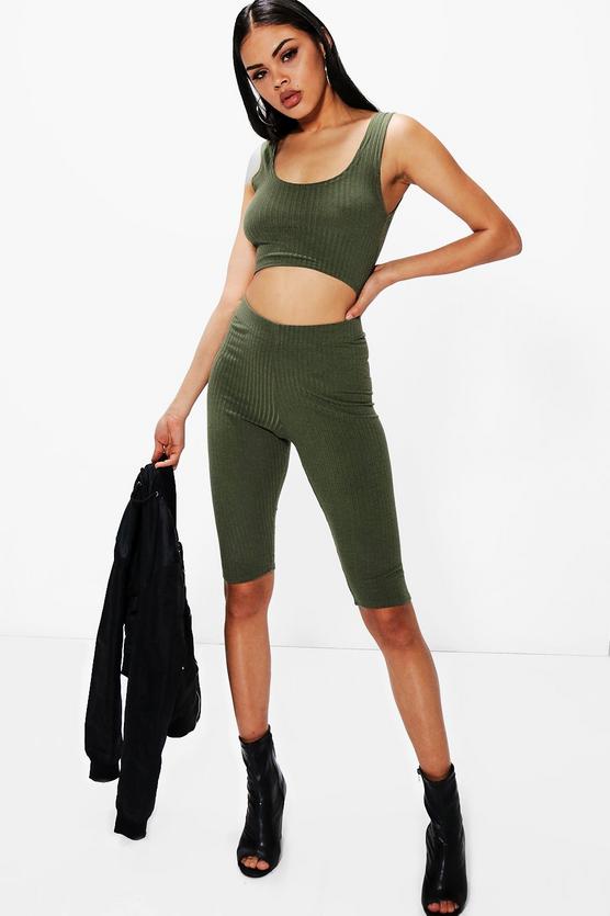 Amina Crop Top & Leggings Rib Knit Co-Ord